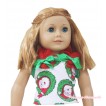 Xmas Santa Claus Tank Top Red Ruffles Kelly Green Bows American Girl Doll Top Outfit DT001